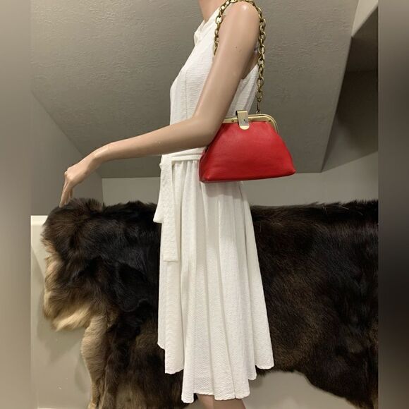Handmade Genuine Premium Pebble Leathe Push-Lock Clutch/Shoulder Bag/Crossbody - Picture 5 of 16